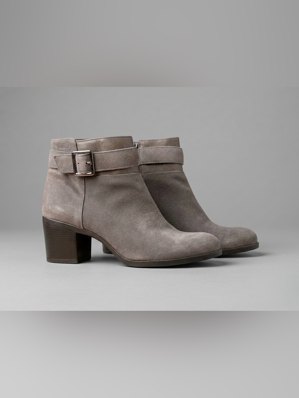 Geox Respira Women's Taupe Genuine Suede Buckled Ankle Boots Size 10